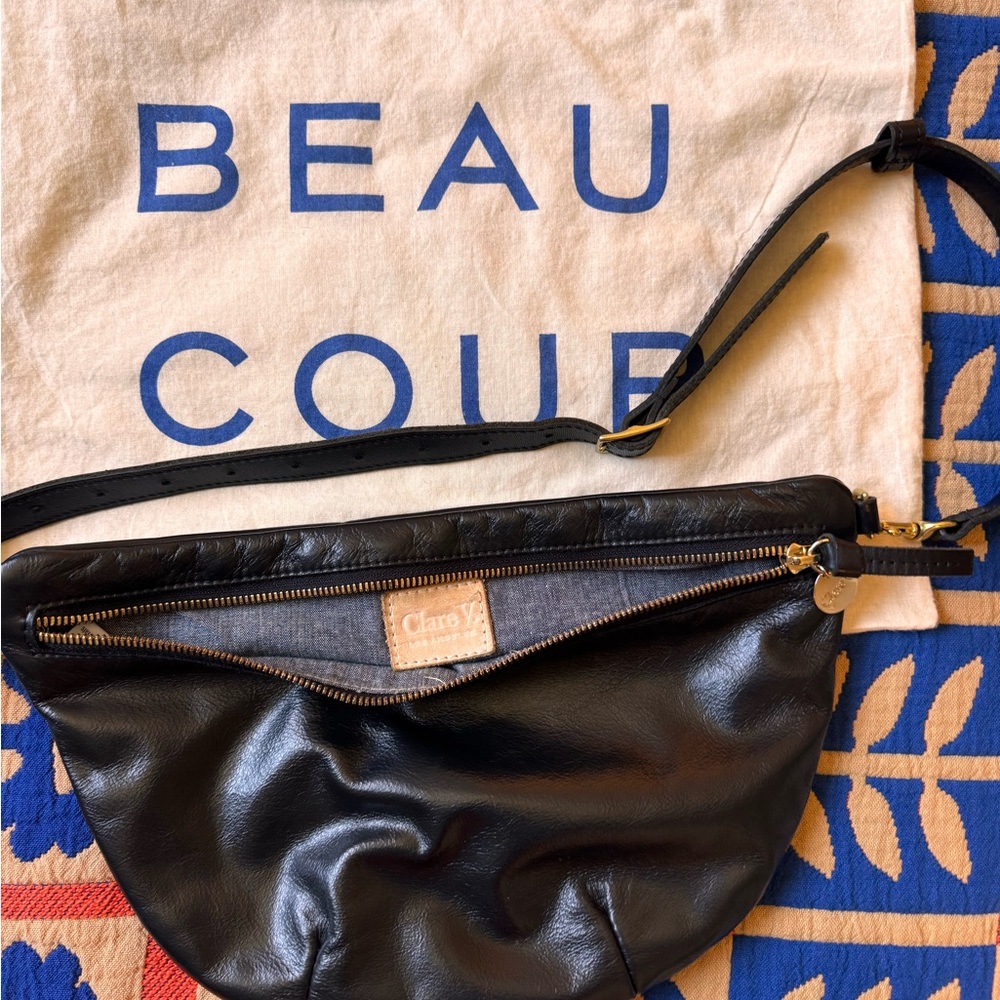 Clare V Black Leather Crossbody with Gold Accents - Picture 6 of 6